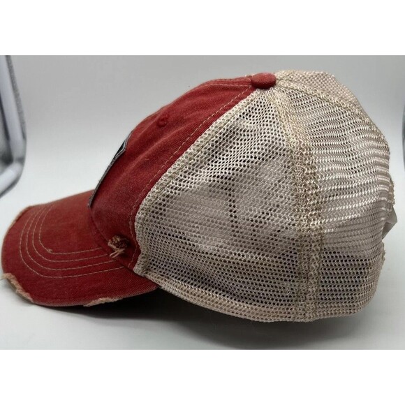 Judith March Bestie Patch Trucker Cap Hat Red Distressed Rainbow Snapback One Sz - Picture 4 of 8